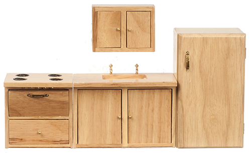 Modern Kitchen Set, Oak, 4 pc.